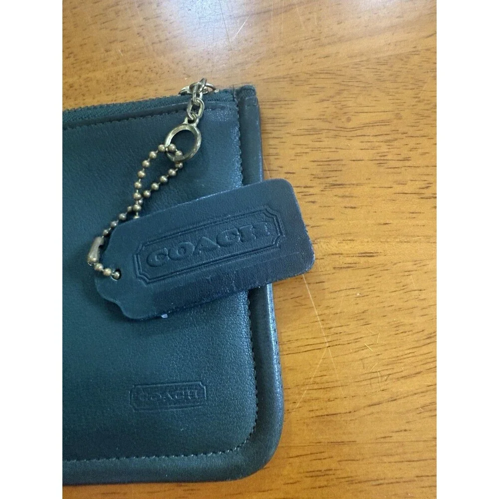 Vintage Coach Skinny Case Olive Green Leather, Cloth Striped Lining 7170 - Picture 4 of 8